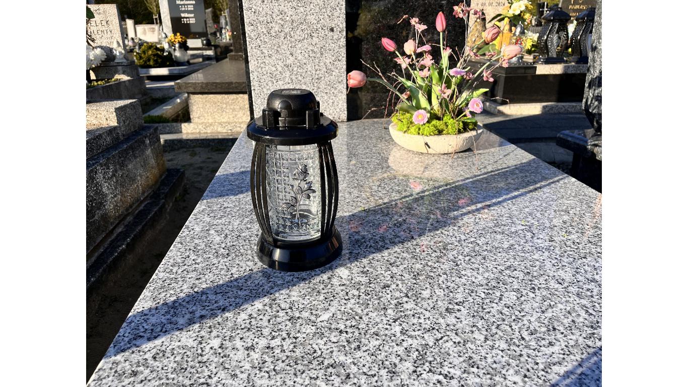 Znicz Solarny LED z Różą - obrazek 2